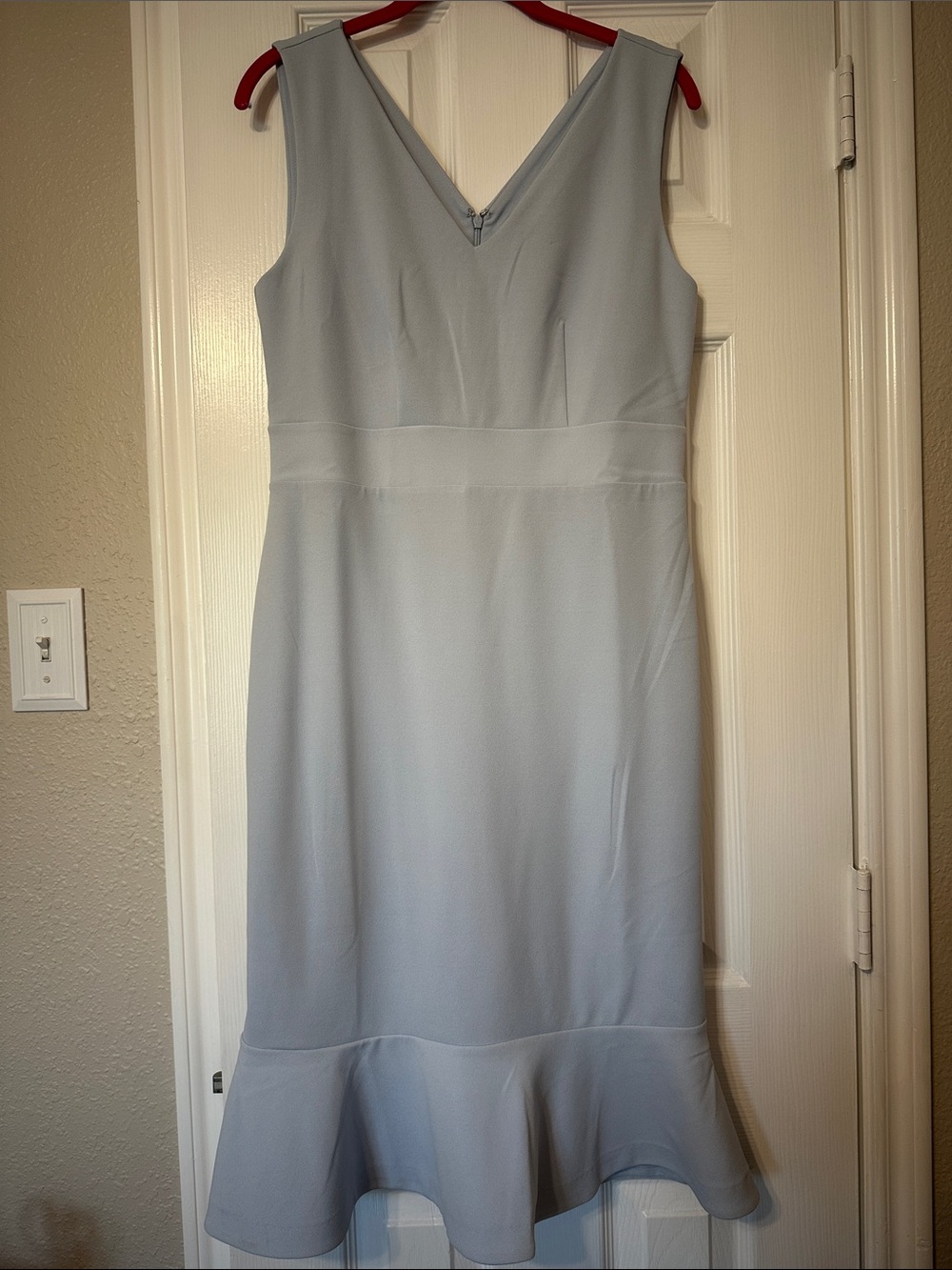 Ann Taylor Light Blue V-Neck Midi Dress